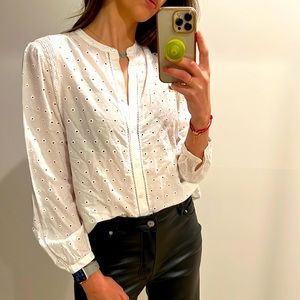 jcrew white detailed blouse size 4